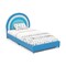 Velvet Kids Twin Bed with Adjustable Headboard Sturdy Wooden Frame and Soft Upholstery